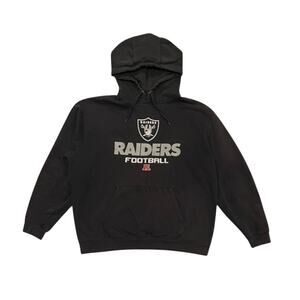 ★ NFL Las Vegas Raiders Football Big Logo Print Black & Grey Hoodie ★